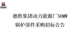 德勝集團動力能源廠50MW鍋爐部件采購招標(biāo)項目